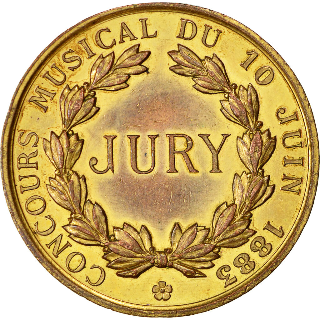 France, Medal, Concours Musical, Ville de Blois, 1883, AU(55-58), Gilt Bronze