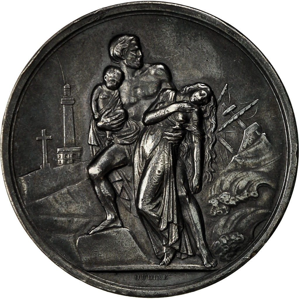 France, Medal, Société Française de Sauvetage, 1901, Oudiné, SUP+, Bronze