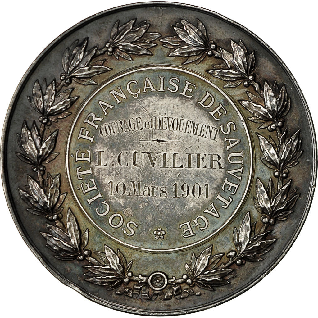 France, Medal, Société Française de Sauvetage, 1901, Oudiné, SUP+, Bronze