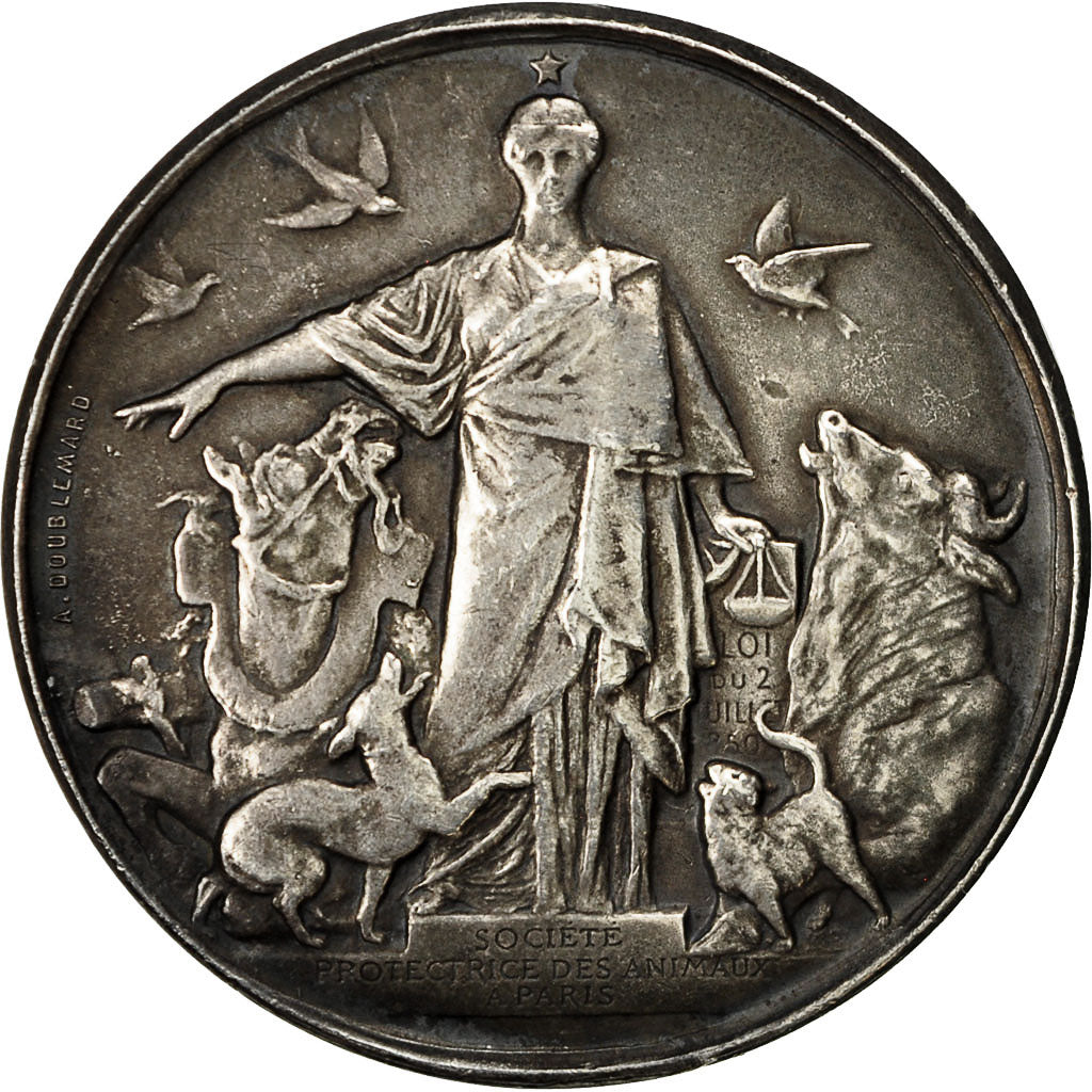 Frankreich, Medal, Société Protectrice des Animaux, 1909, Doublemard, VZ+