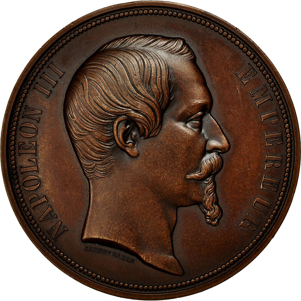 France, Medal, Napoleon III reçoit la Reine d'Angleterre à Boulogne, 1855