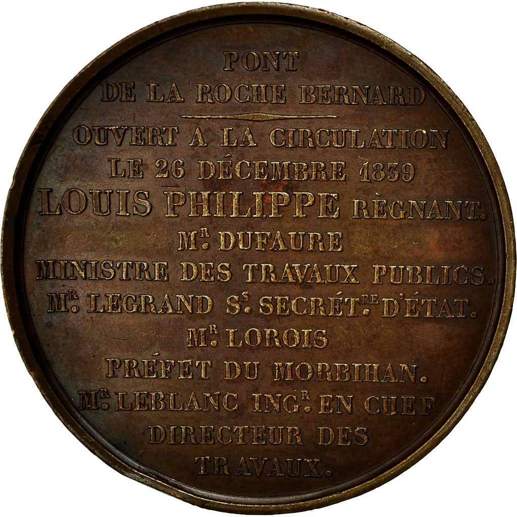 Francia, Medal, Louis Phillipe, Pont de la Roche Bernard, 1839, Barre, SPL-