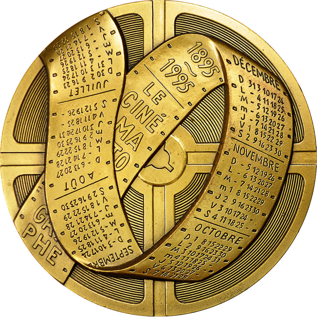 France, Medal, Calendrier, Le Cinématographe, 1995, Pectorin, MS(60-62), Bronze
