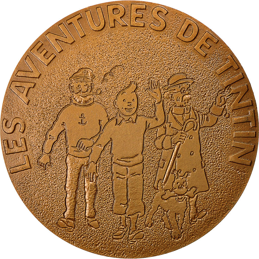 France, Medal, Les Aventures de Tintin, Hergé, 1983, C. Gondard, MS(63), Bronze