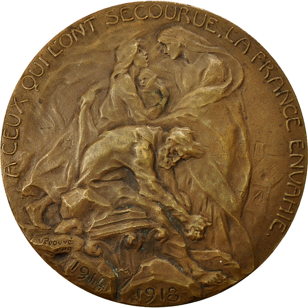 Francia, Medal, Première Guerre Mondiale, La France Envahie, Prouvé, EBC+