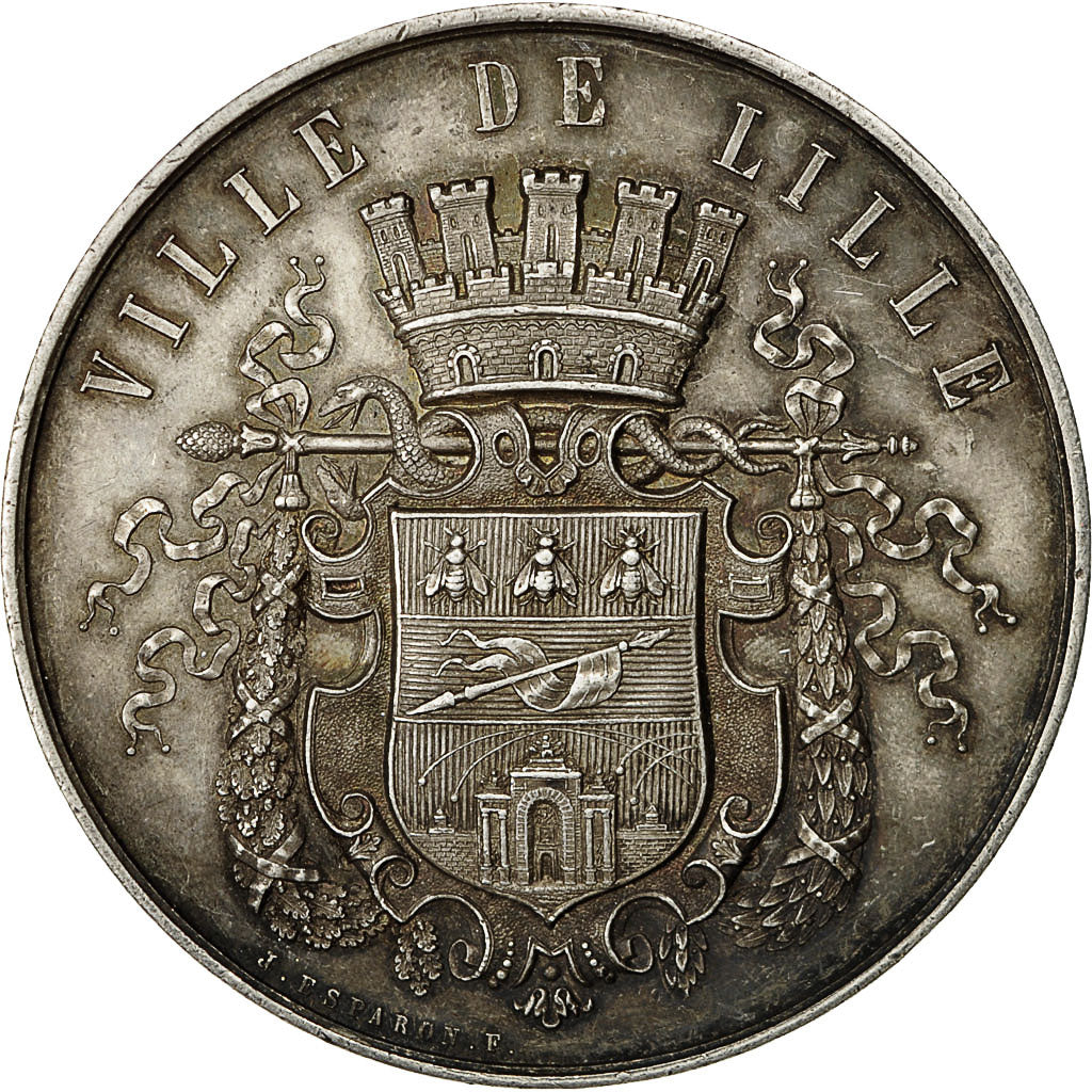 Francia, Medal, Ville de Lille, Société des Voyageurs du Nord, 1895, Esparon
