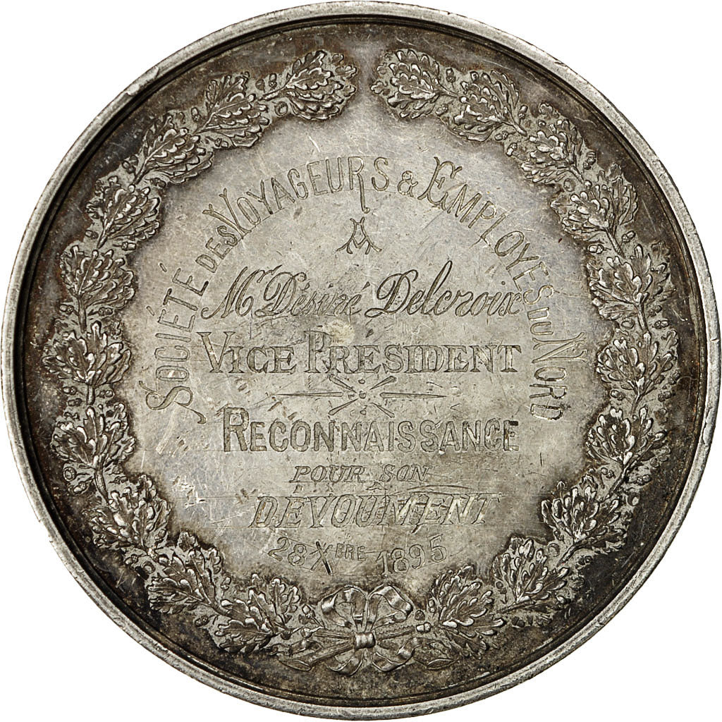 Francia, Medal, Ville de Lille, Société des Voyageurs du Nord, 1895, Esparon