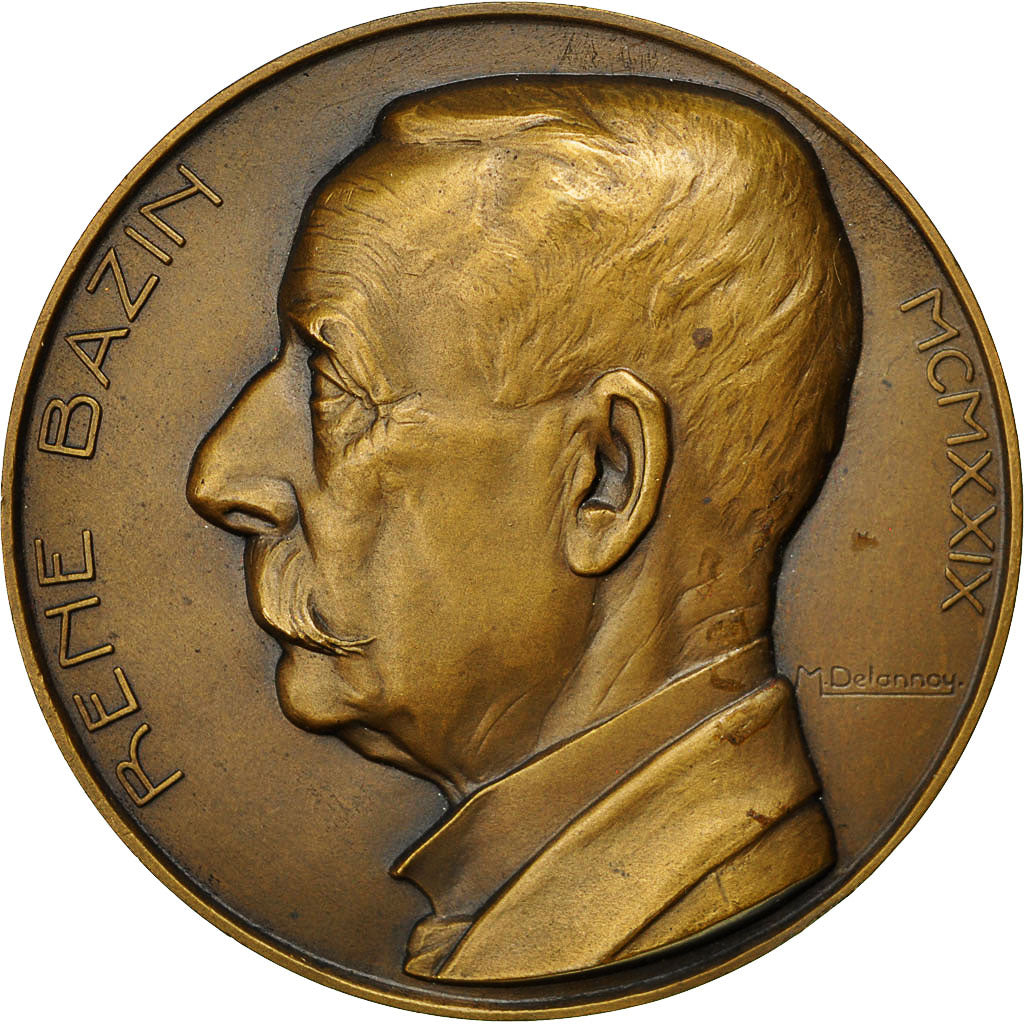 France, Medal, René Bazin, Académie Française, Delannoy, MS(63), Bronze