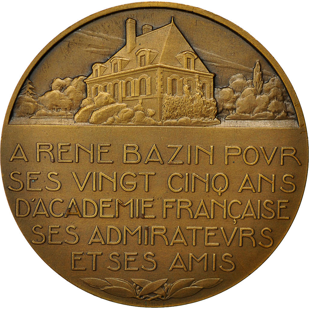 France, Medal, René Bazin, Académie Française, Delannoy, MS(63), Bronze