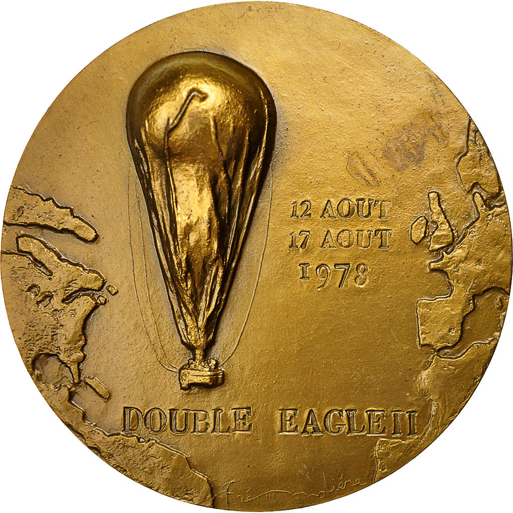 Francia, Medal, 1ère Traversée de l'Atlantique en Ballon Libre, 1979, De La