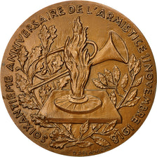 France, Medal, 60ème Anniversaire de l'Armistice, 1973, Delamarre, MS(64)