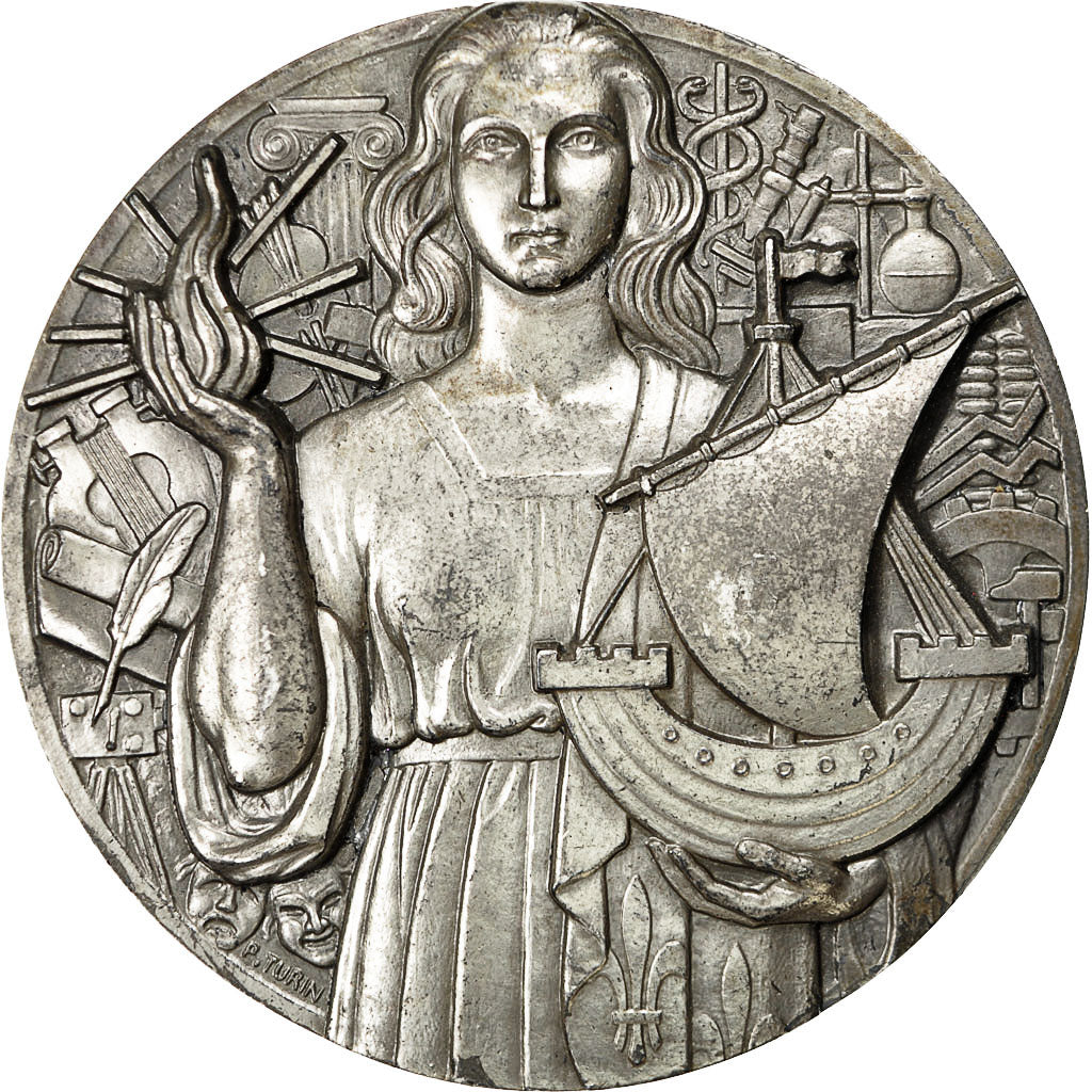 France, Medal, Ville de Paris, 1974, Turin, MS(60-62), Silvered bronze