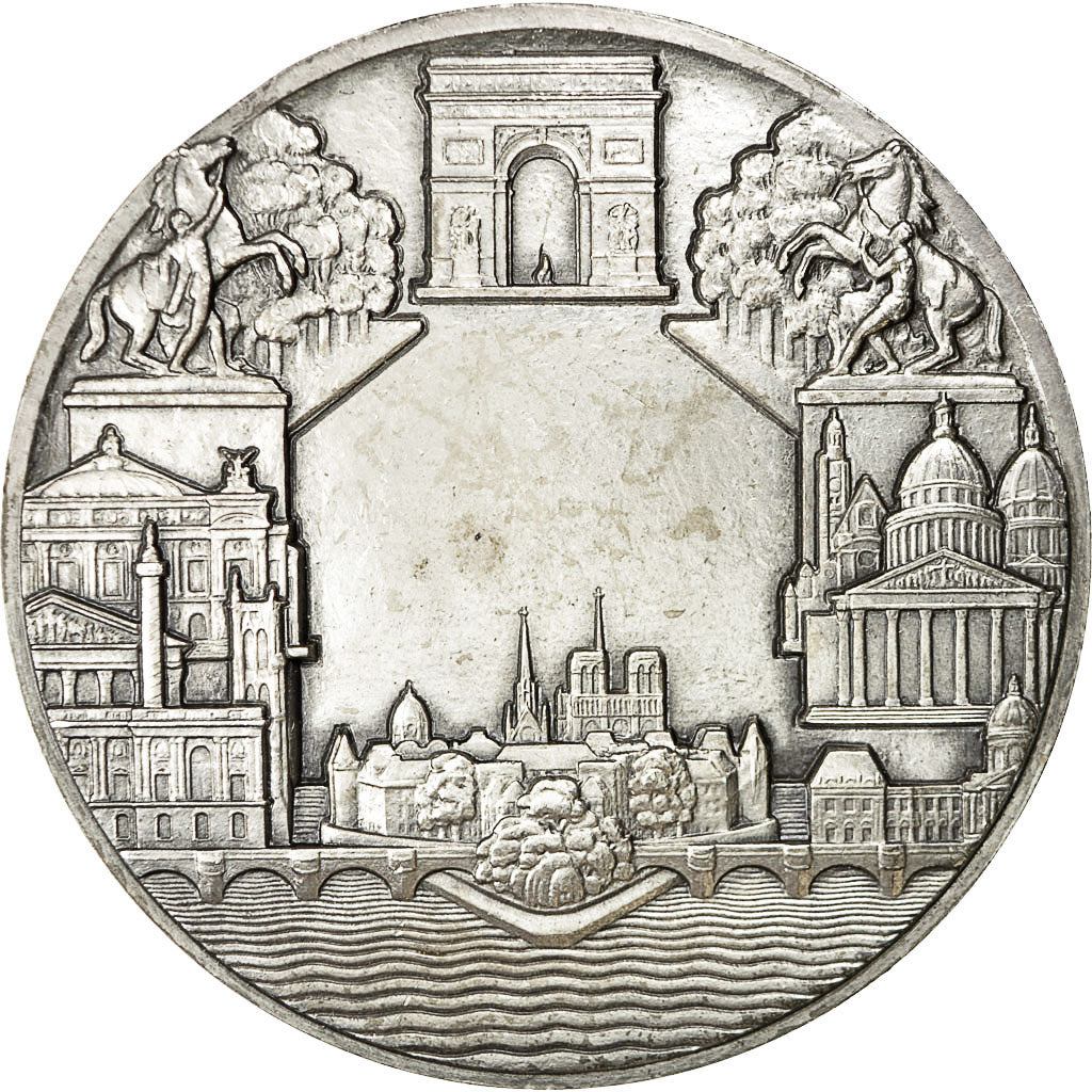 France, Medal, Ville de Paris, 1974, Turin, MS(60-62), Silvered bronze