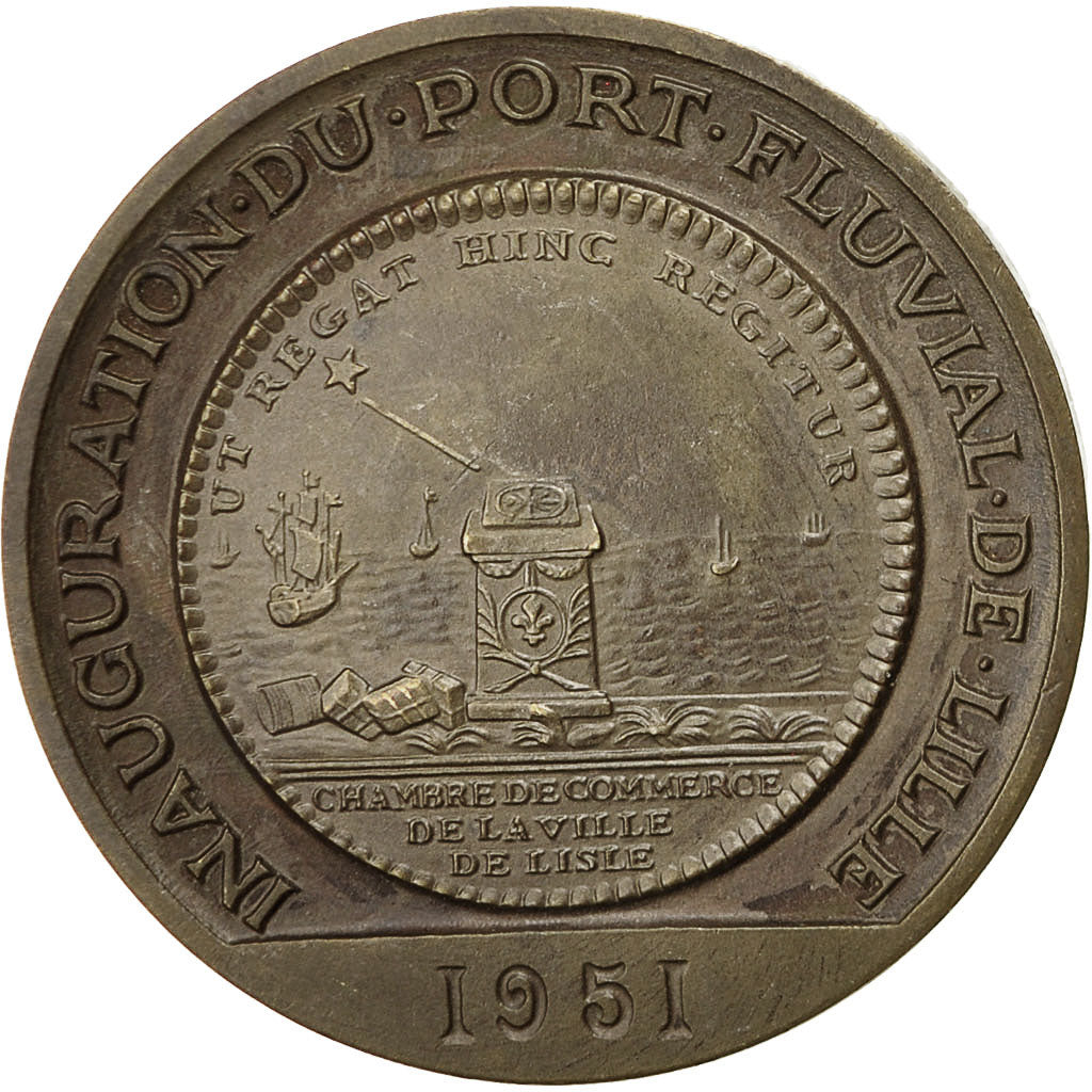 Francia, Medal, Inauguration du Port Fluvial de Lille, 1951, SPL, Bronzo