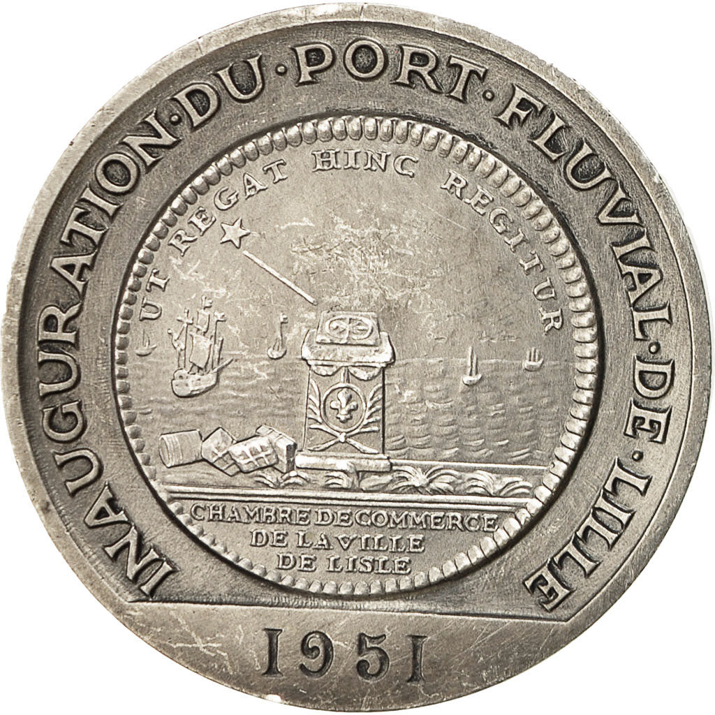 France, Medal, Inauguration du Port Fluvial de Lille, 1951, SPL, Argent