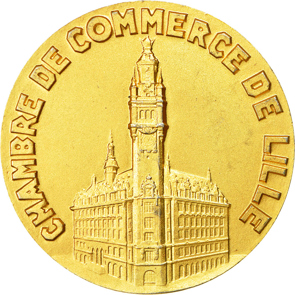 France, Medal, Chambre de Commerce de Lille, Coin, MS(60-62), Vermeil