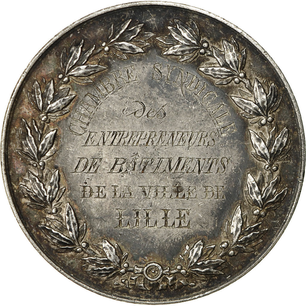 France, Medal, Chambre Syndicale de la Ville de Lille, 1887, AU(50-53), Silver