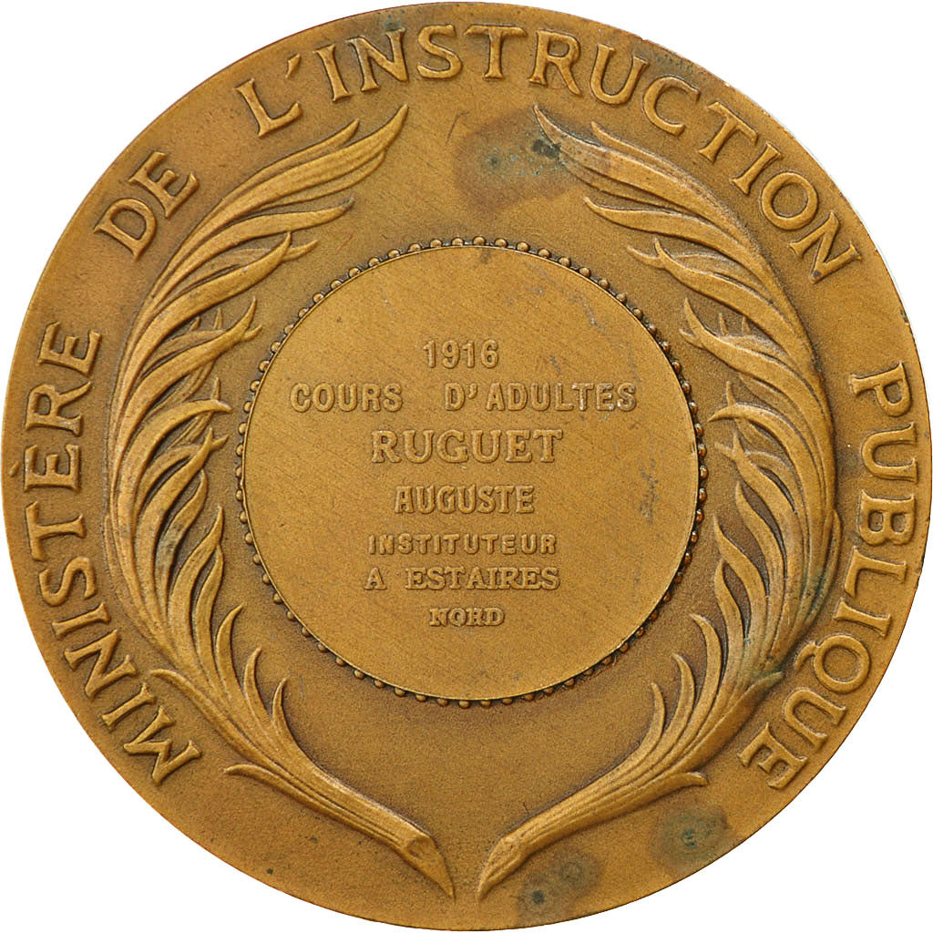 France, Medal, Ministère de l'Instruction Publique, Dubois.A, MS(63), Bronze