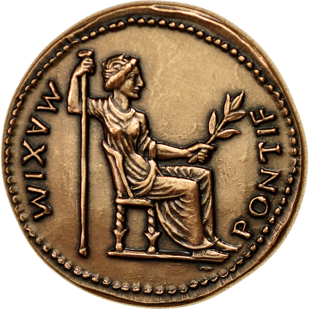 Francja, Medal, Reproduction Monnaie Antique,  Tibère, MS(64), Miedź