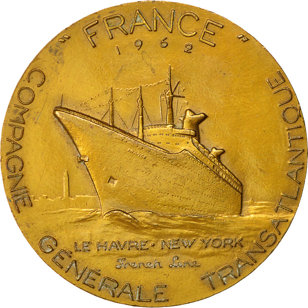 France, Medal, Compagnie Générale Transatlantique, France, Coeffin, SUP+