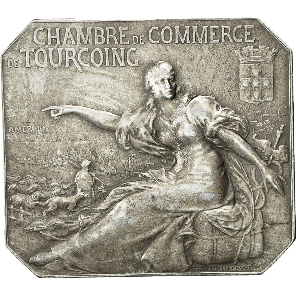 Francja, Medal, Chambre de Commerce de Tourcoing, Lefebvre, AU(55-58), Srebro