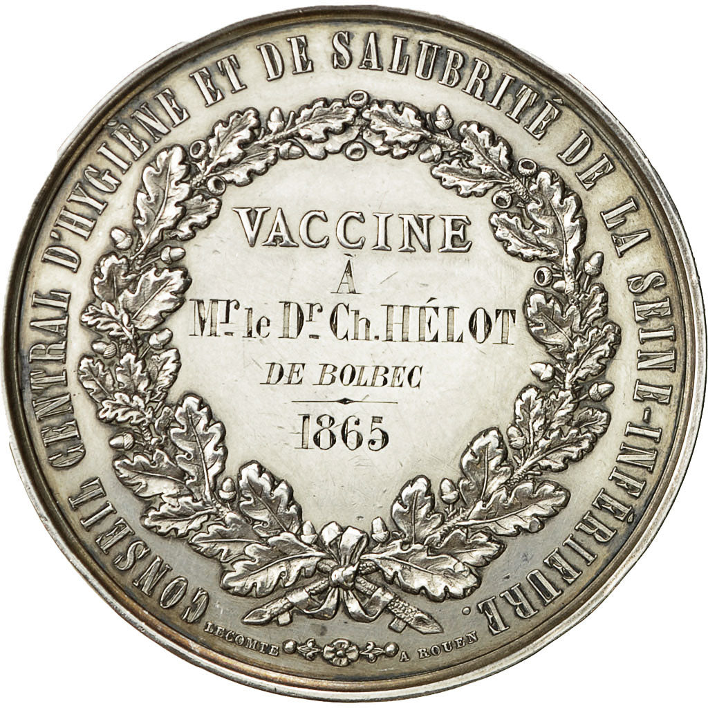 France, Medal, Napoléon III, Conseil d'Hygiène de la Seine Inférieure, 1865