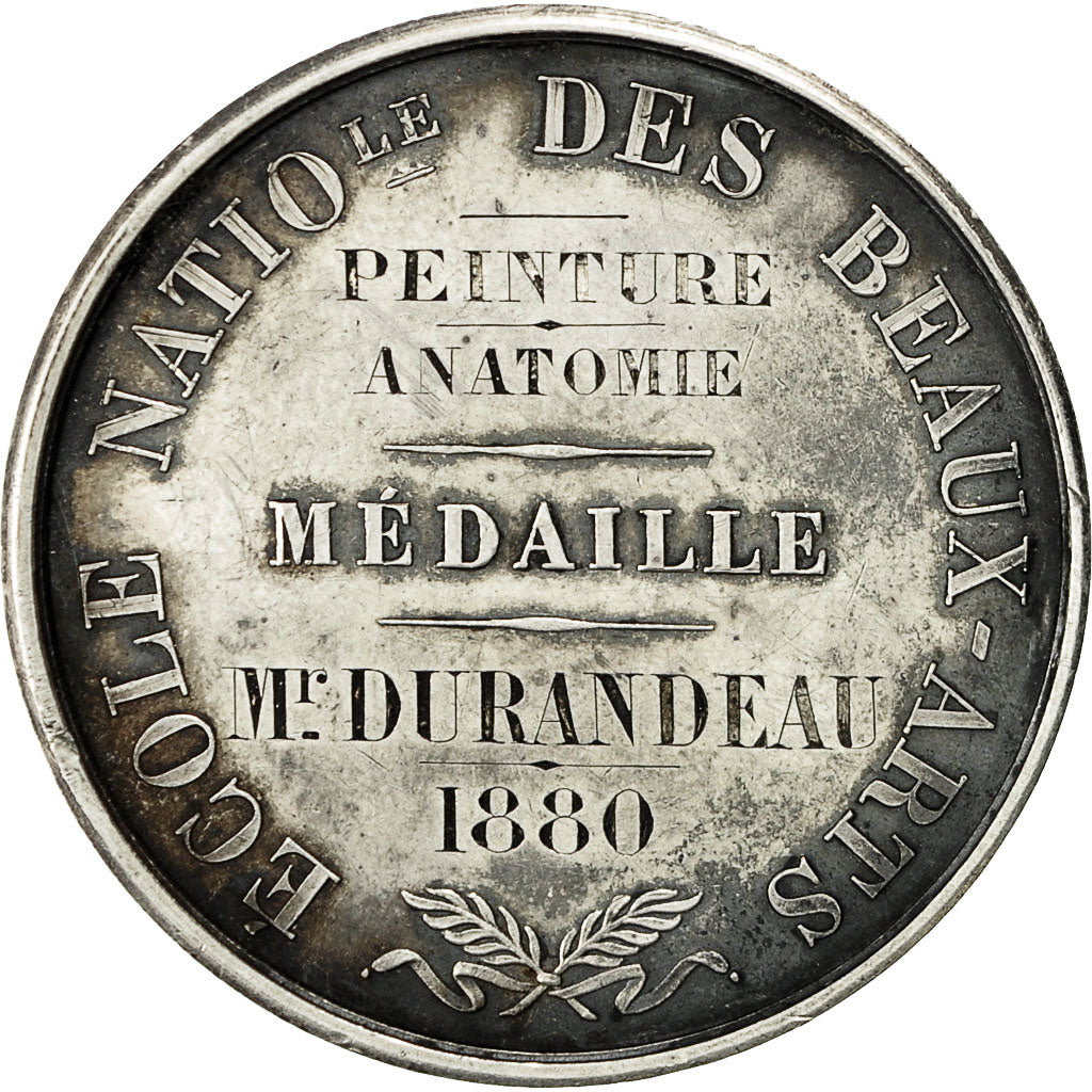 France, Medal, Ecole Nationale des Beaux Arts, 1880, Gatteaux, MS(60-62), Silver
