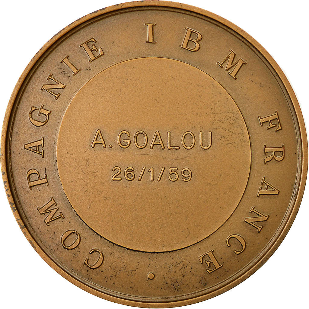 France, Medal, Compagnie I.B.M France, Blaise Pascal, 1969, Dantzell, MS(63)