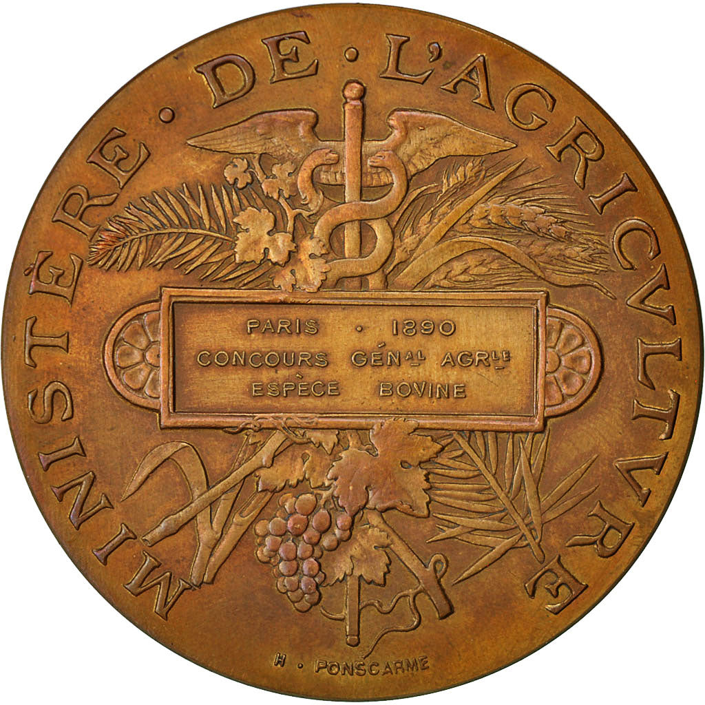 Francia, Medal, Ministère de l'Agriculture, 1890, Ponscarme, EBC+, Bronce