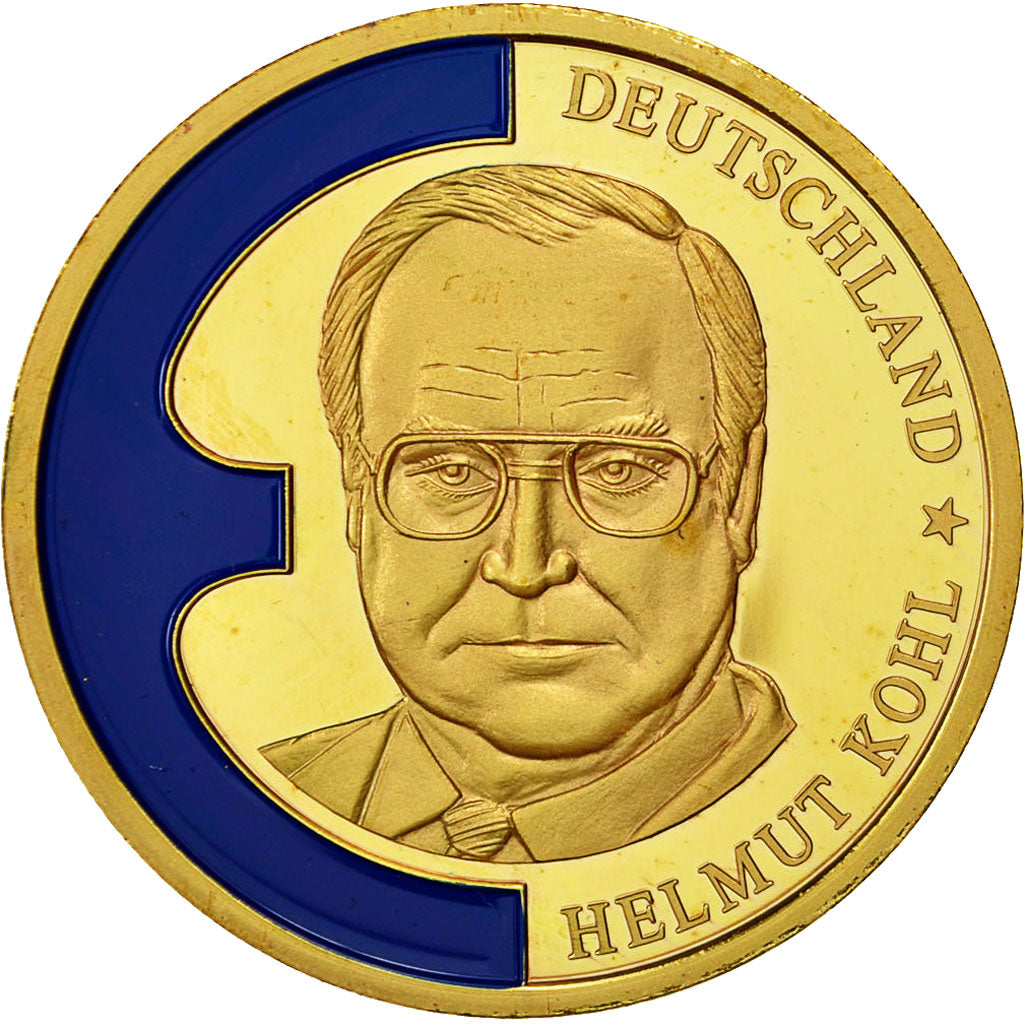 Frankrijk, Medal, Europa 1998, Helmut Kohl, Deutschland, UNC, Copper Gilt