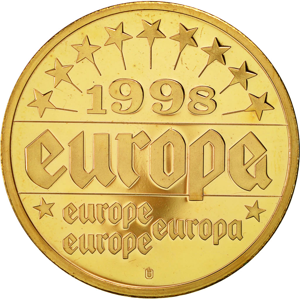 Frankrijk, Medal, Europa 1998, Jean-Claude Juncker, Luxembourg, UNC, Copper Gilt