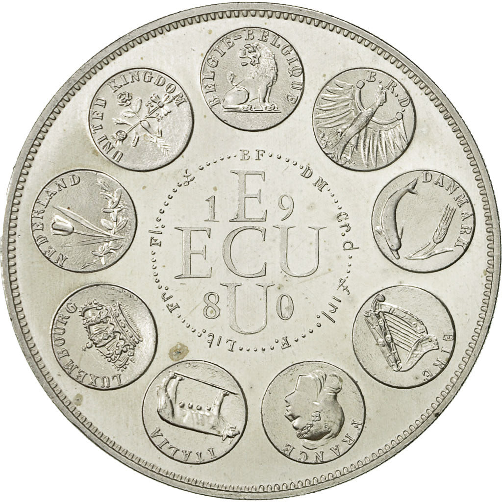 France, Medal, Ecu Europa, 1980, Rodier, MS(63), Silver