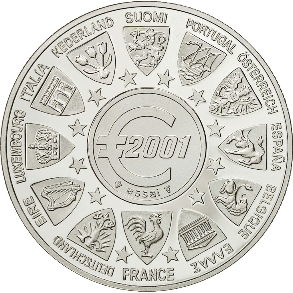 France, Medal, Essai Euro Marianne, 2001, Monnaie de Paris, MS(64), Silver