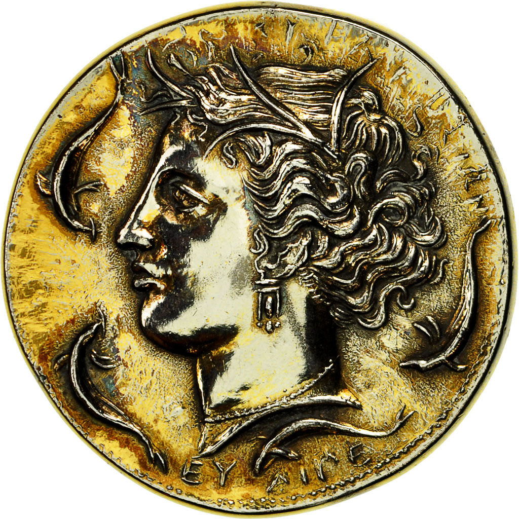 France, Medal, Reproduction Tétradrachme d'Evainète, SPL, Vermeil
