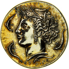 France, Medal, Reproduction Tétradrachme d'Evainète, SPL, Vermeil