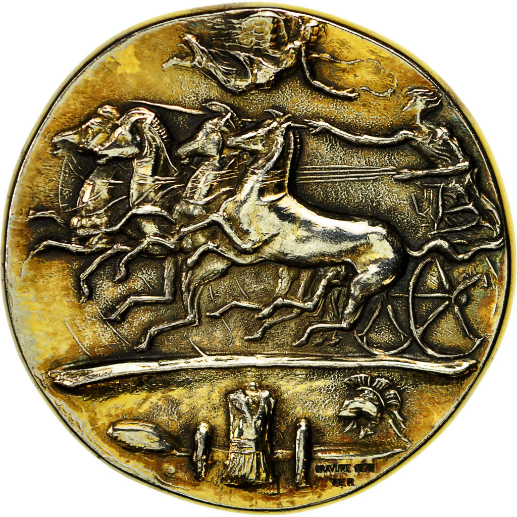 France, Medal, Reproduction Tétradrachme d'Evainète, SPL, Vermeil