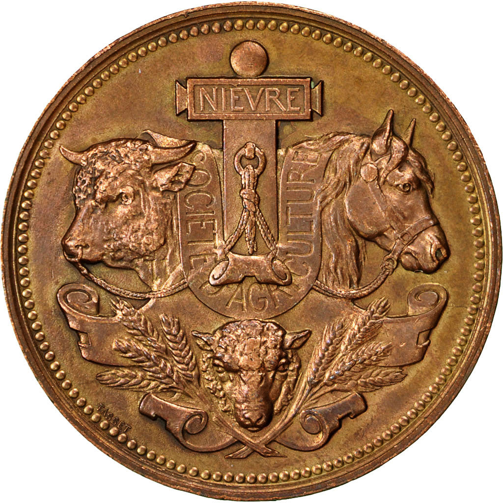 Francja, Medal, Société d'Agriculture de la Nièvre, 1879, Tasset, MS(60-62)
