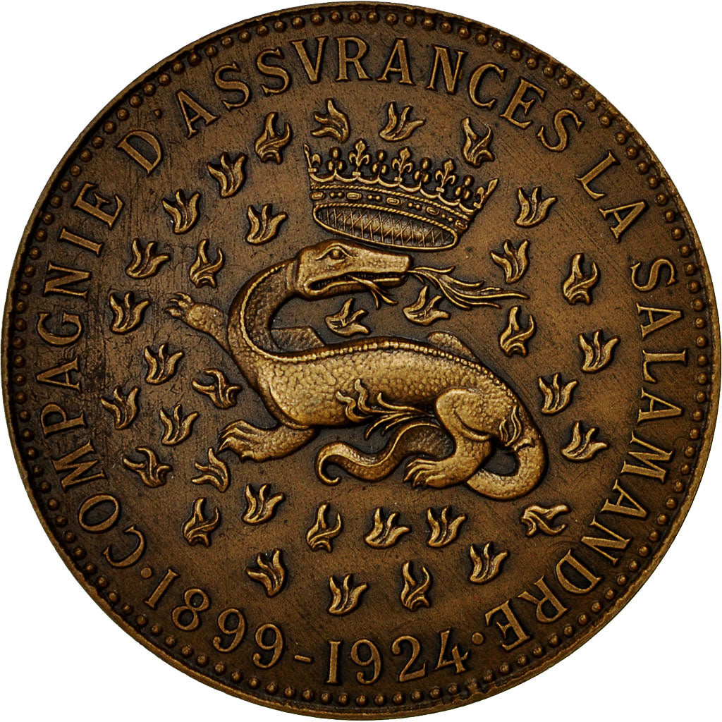 France, Medal, Compagnie d'Assurances La Salamandre, 1924, SPL, Bronze