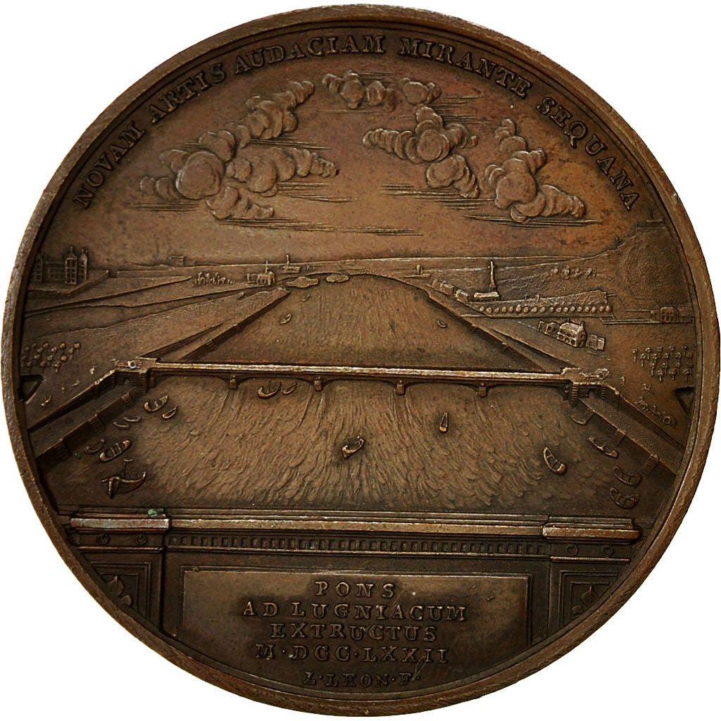 Francia, Medal, Louis XV, Construction du Pont de Neuilly sr Seine, 1772