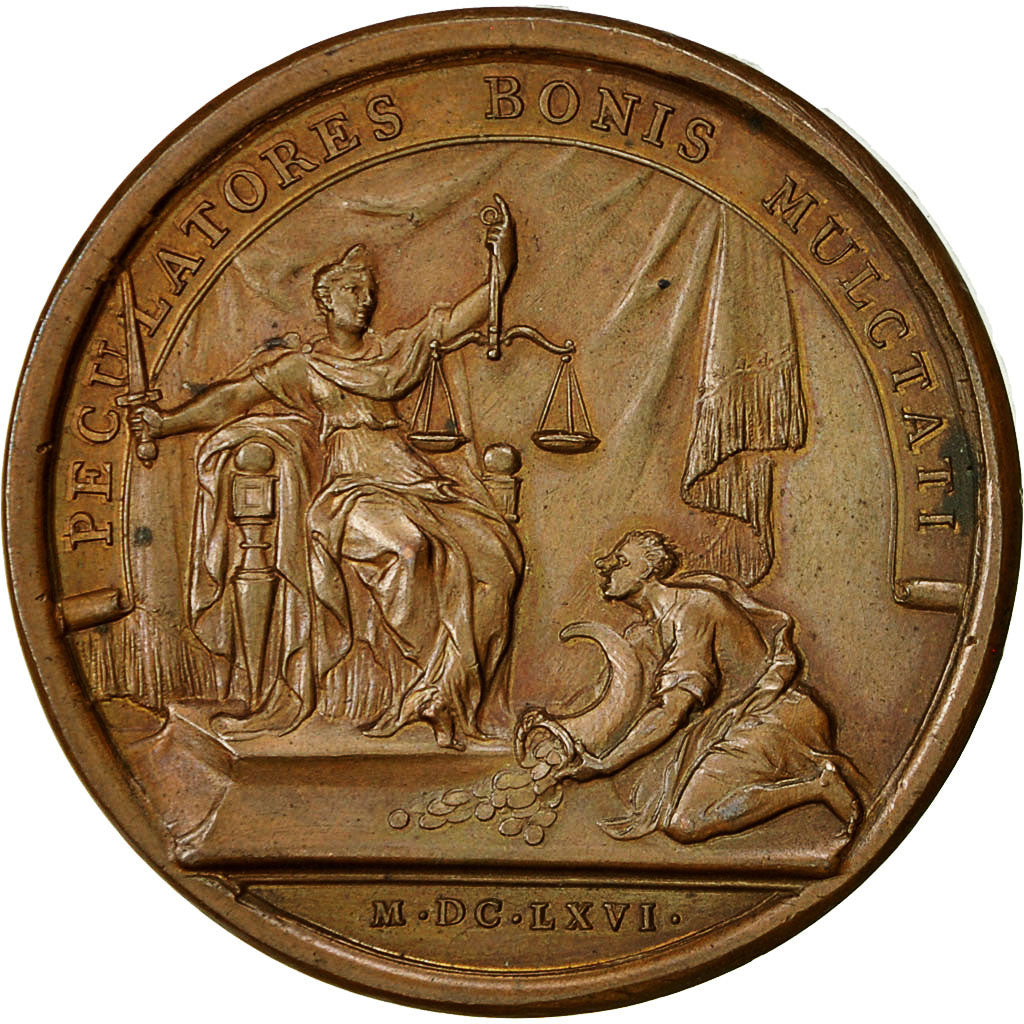 Frankreich, Medaille, Louis XIV, La Clémence du Roi, 1666, Mauger, VZ+, Bronze