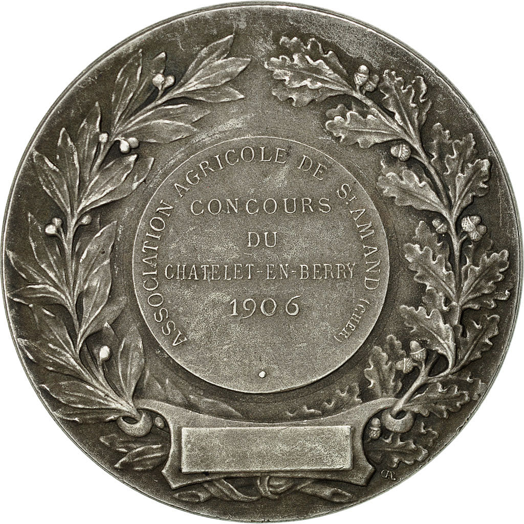 France, Medal, Marianne, Association Agricole de Saint Amand, 1906, Rasumny