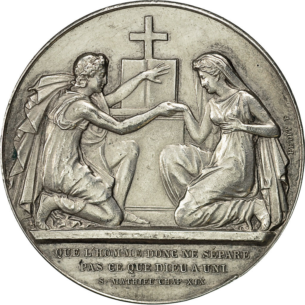 Francja, Medal, Médaille de mariage, 1886, Petit, MS(60-62), Srebro
