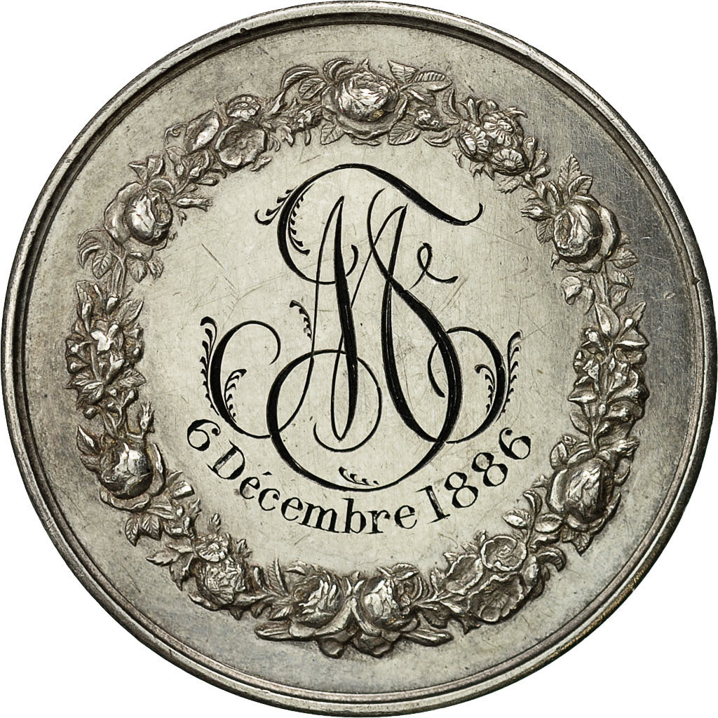 Francja, Medal, Médaille de mariage, 1886, Petit, MS(60-62), Srebro