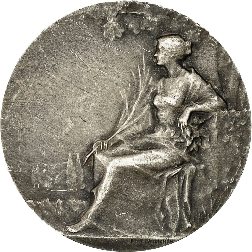Frankrijk, Medal, Femme Assise aux Rameaux, Baudichon, PR+, Silvered bronze