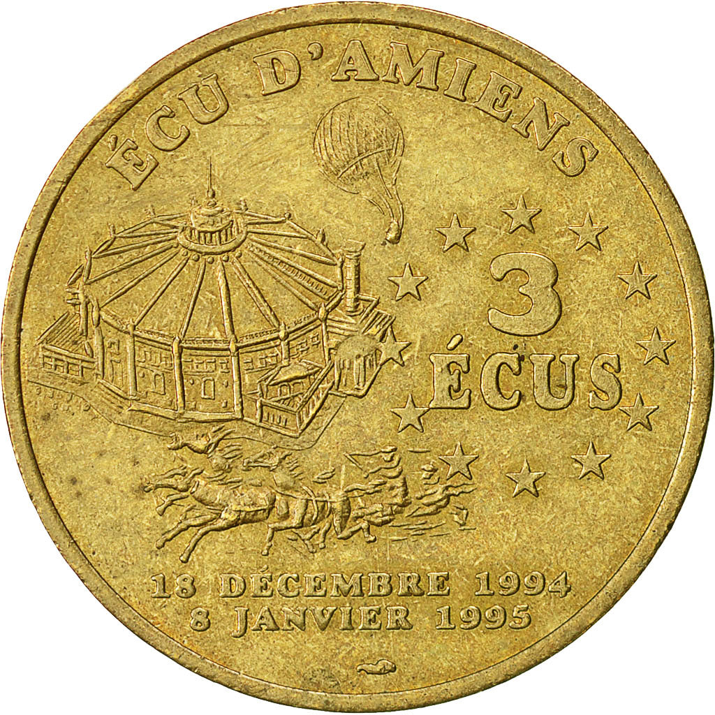 Francia, Token, 3 Ecu d'Amiens, 1994-1995, SPL, Rame-nichel-alluminio