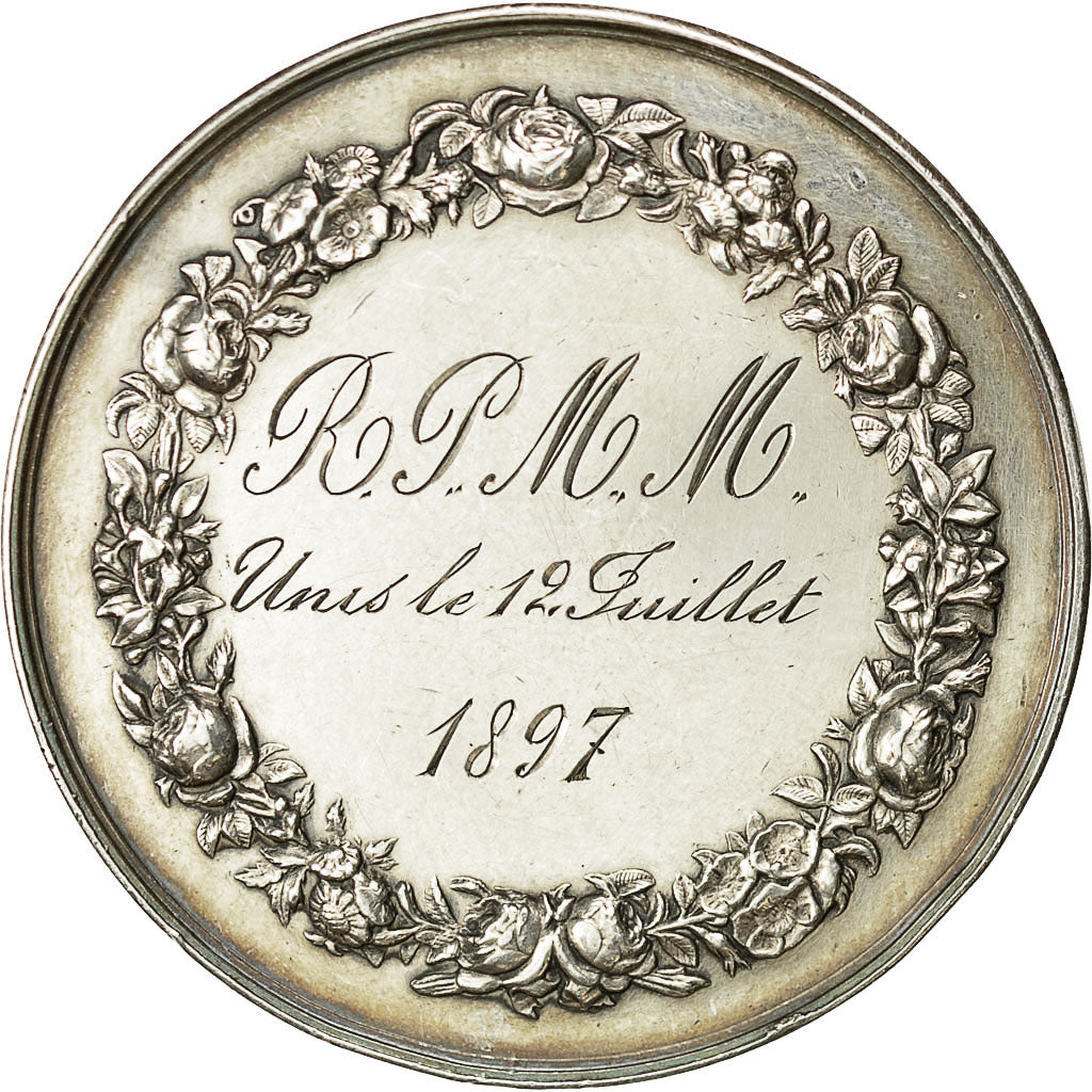 France, Medal, Médaille de mariage, 1897, Montagny, MS(60-62), Silver