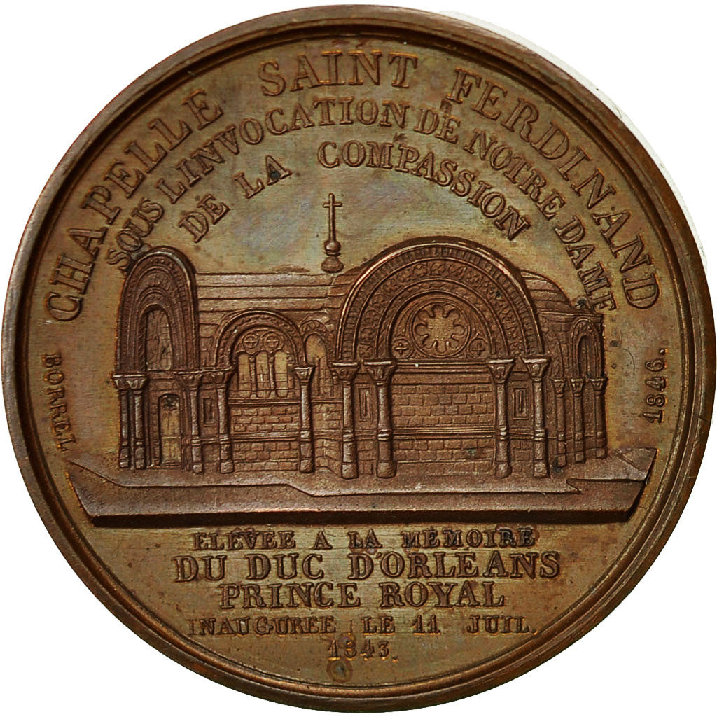 Francja, Medal, Chapelle Saint Ferdinand, Duc d'Orléans, 1846, Borrel, MS(63)