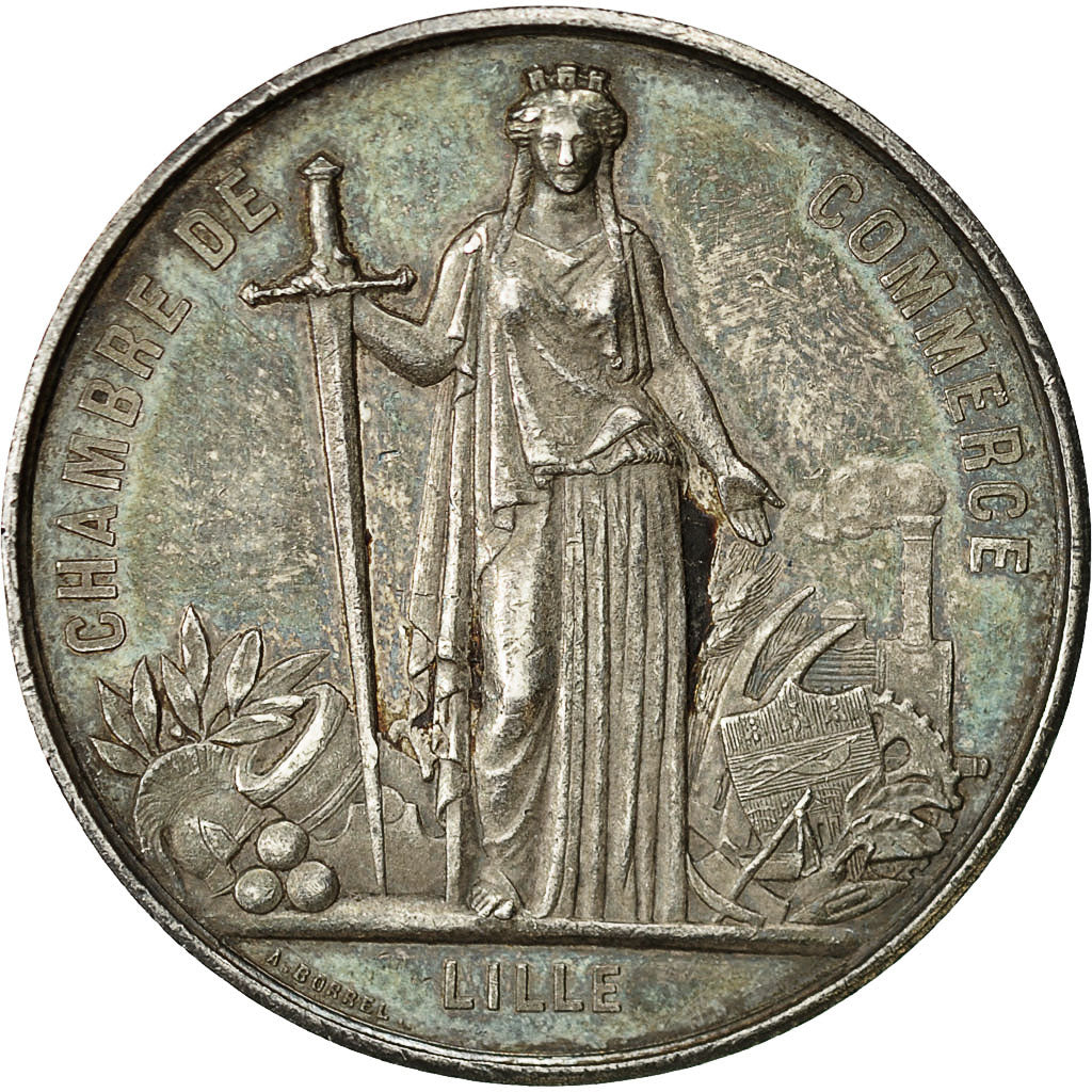 France, Medal, Napoléon III, Chambre de Commerce de Lille, Caqué, MS(60-62)