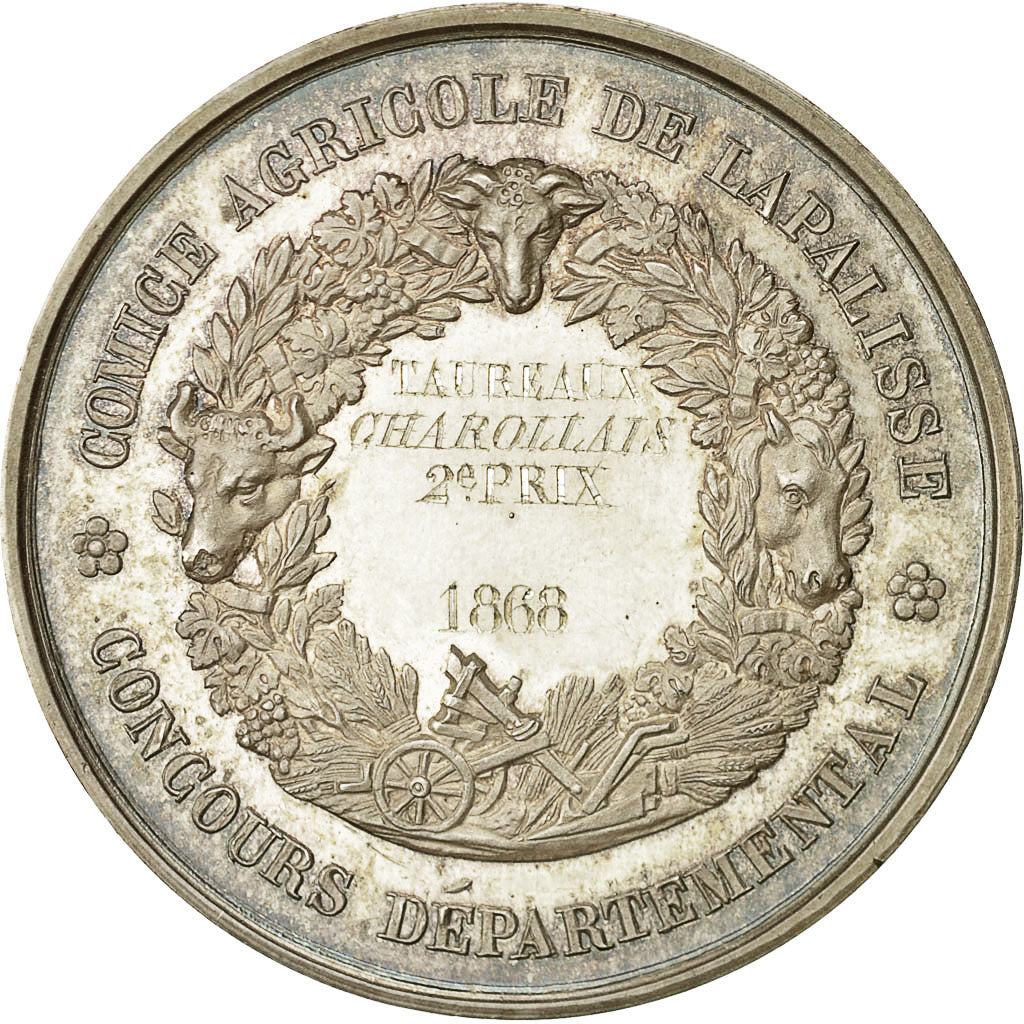 France, Medal, Napoléon III, Comice Agricole de Lapalisse, 1868, Borrel, SPL