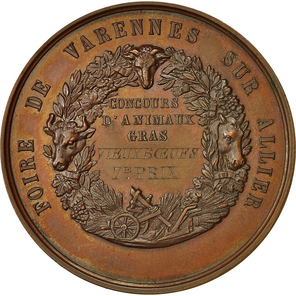 France, Medal, Napoléon III, Foire de Varennes sur Allier, Borrel, SPL, Cuivre